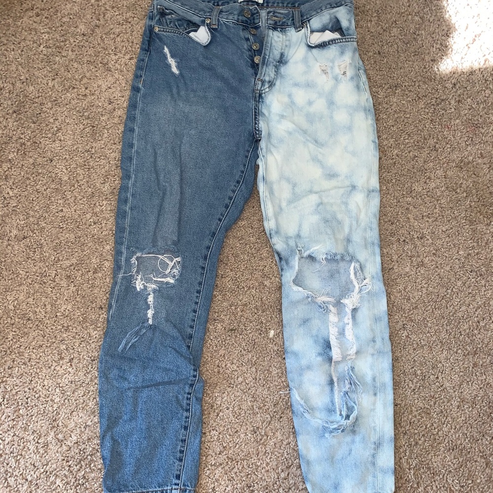 Half bleached mom jeans